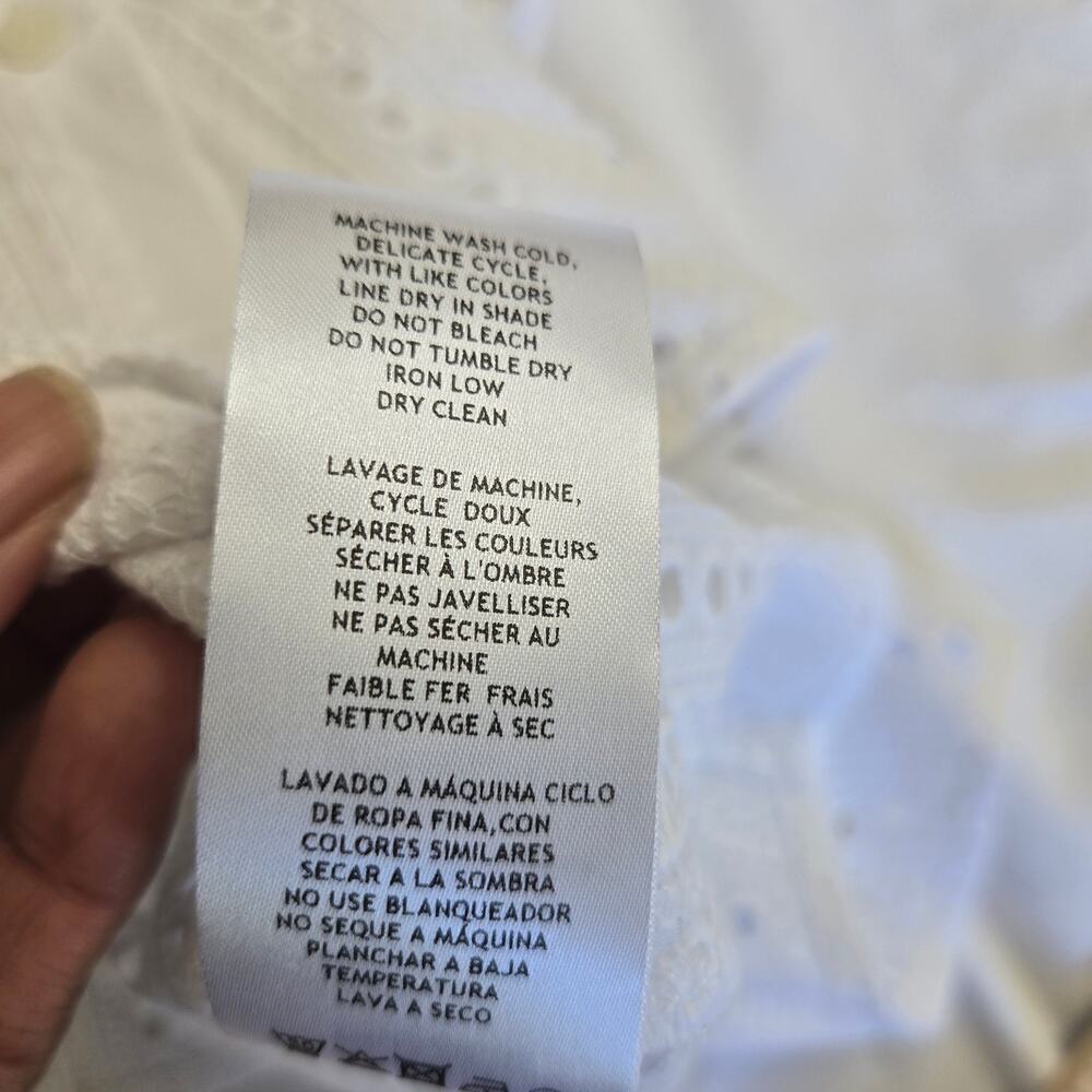 NWT Thakoon White Button Down Shirt Medium Oversized Eyelet Coquette Boho Sheer - Picture 8 of 10